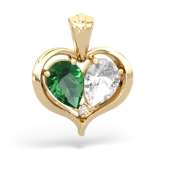 Lab Emerald Two Become One 14K Yellow Gold pendant P5330