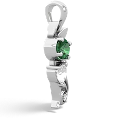 Lab Emerald Kitten 14K White Gold pendant P5780