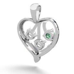 Lab Emerald Glowing Heart 14K White Gold pendant P2233