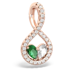 Lab Emerald Pave Twist 'One Heart' 14K Rose Gold pendant P5360