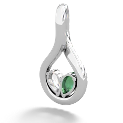 Lab Emerald Pave Twist 'One Heart' 14K White Gold pendant P5360