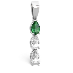 Lab Emerald Dew Drops 14K White Gold pendant P2251