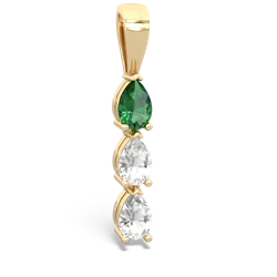 Lab Emerald Dew Drops 14K Yellow Gold pendant P2251