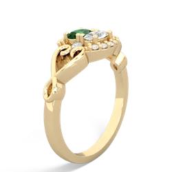 Lab Emerald Love Nest 14K Yellow Gold ring R5860