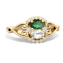 Lab Emerald Love Nest 14K Yellow Gold ring R5860