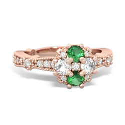 Lab Emerald Sparkling Tiara Cluster 14K Rose Gold ring R26293RD