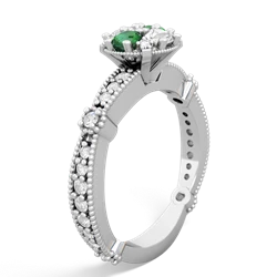 Lab Emerald Sparkling Tiara Cluster 14K White Gold ring R26293RD