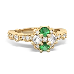 Lab Emerald Sparkling Tiara Cluster 14K Yellow Gold ring R26293RD