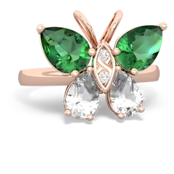 Lab Emerald Butterfly 14K Rose Gold ring R2215