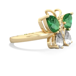 Lab Emerald Butterfly 14K Yellow Gold ring R2215