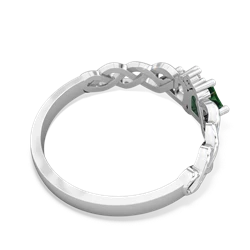 Lab Emerald Heart To Heart Braid 14K White Gold ring R5870