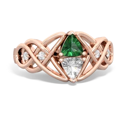 Lab Emerald Keepsake Celtic Knot 14K Rose Gold ring R5300