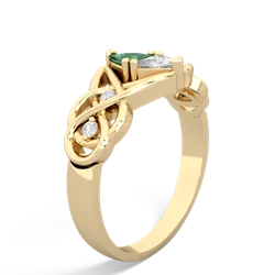 Lab Emerald Keepsake Celtic Knot 14K Yellow Gold ring R5300