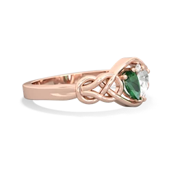 Lab Emerald Celtic Love Knot 14K Rose Gold ring R5420