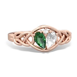 Lab Emerald Celtic Love Knot 14K Rose Gold ring R5420