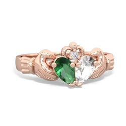 Lab Emerald 'Our Heart' Claddagh 14K Rose Gold ring R2388
