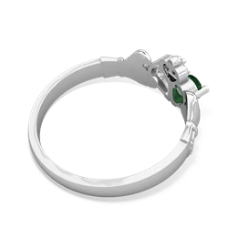 Lab Emerald 'Our Heart' Claddagh 14K White Gold ring R2388