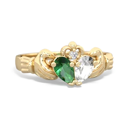 Lab Emerald 'Our Heart' Claddagh 14K Yellow Gold ring R2388