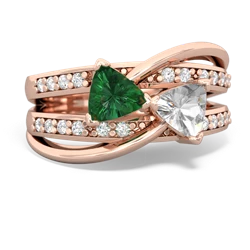 Lab Emerald Bowtie 14K Rose Gold ring R2360