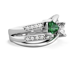 Lab Emerald Bowtie 14K White Gold ring R2360