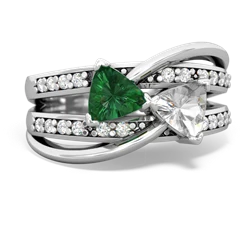 Lab Emerald Bowtie 14K White Gold ring R2360