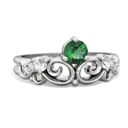Lab Emerald Crown Keepsake 14K White Gold ring R5740