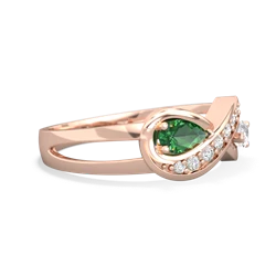 Lab Emerald Diamond Infinity 14K Rose Gold ring R5390