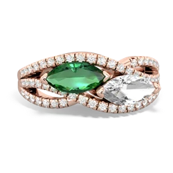 Lab Emerald Diamond Rivers 14K Rose Gold ring R3070