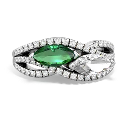 Lab Emerald Diamond Rivers 14K White Gold ring R3070