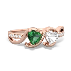 Lab Emerald Side By Side 14K Rose Gold ring R3090