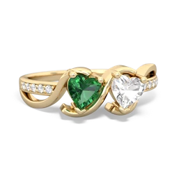 Lab Emerald Side By Side 14K Yellow Gold ring R3090