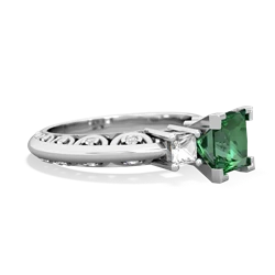 Lab Emerald Eternal Embrace Engagement 14K White Gold ring C2001