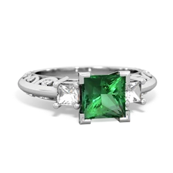 Lab Emerald Eternal Embrace Engagement 14K White Gold ring C2001