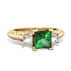 Lab Emerald Eternal Embrace Engagement 14K Yellow Gold ring C2001