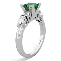 Lab Emerald 6Mm Princess Eternal Embrace Engagement 14K White Gold ring C2002