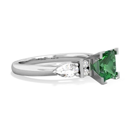 Lab Emerald 6Mm Princess Eternal Embrace Engagement 14K White Gold ring C2002