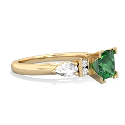 Lab Emerald 6Mm Princess Eternal Embrace Engagement 14K Yellow Gold ring C2002