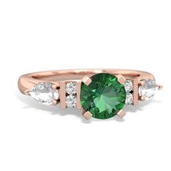 Lab Emerald 6Mm Round Eternal Embrace Engagement 14K Rose Gold ring R2005