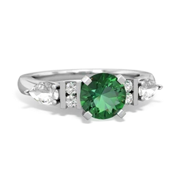 Lab Emerald 6Mm Round Eternal Embrace Engagement 14K White Gold ring R2005