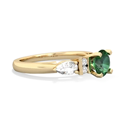 Lab Emerald 6Mm Round Eternal Embrace Engagement 14K Yellow Gold ring R2005