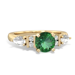 Lab Emerald 6Mm Round Eternal Embrace Engagement 14K Yellow Gold ring R2005