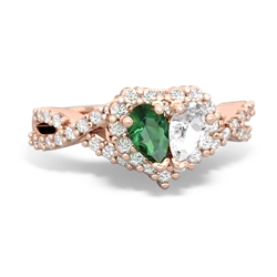 Lab Emerald Diamond Twist 'One Heart' 14K Rose Gold ring R2640HRT