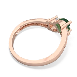 Lab Emerald Snuggling Hearts 14K Rose Gold ring R2178