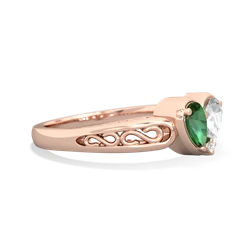 Lab Emerald Filligree 'One Heart' 14K Rose Gold ring R5070