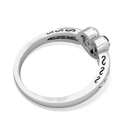 Lab Emerald Filligree 'One Heart' 14K White Gold ring R5070