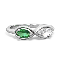 Lab Emerald Infinity 14K White Gold ring R5050