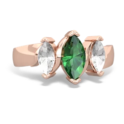 Lab Emerald Three Peeks 14K Rose Gold ring R2433