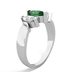 Lab Emerald Three Peeks 14K White Gold ring R2433