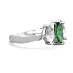 Lab Emerald Three Peeks 14K White Gold ring R2433