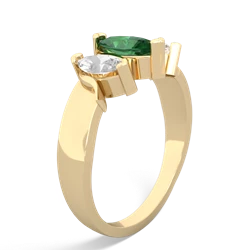 Lab Emerald Three Peeks 14K Yellow Gold ring R2433